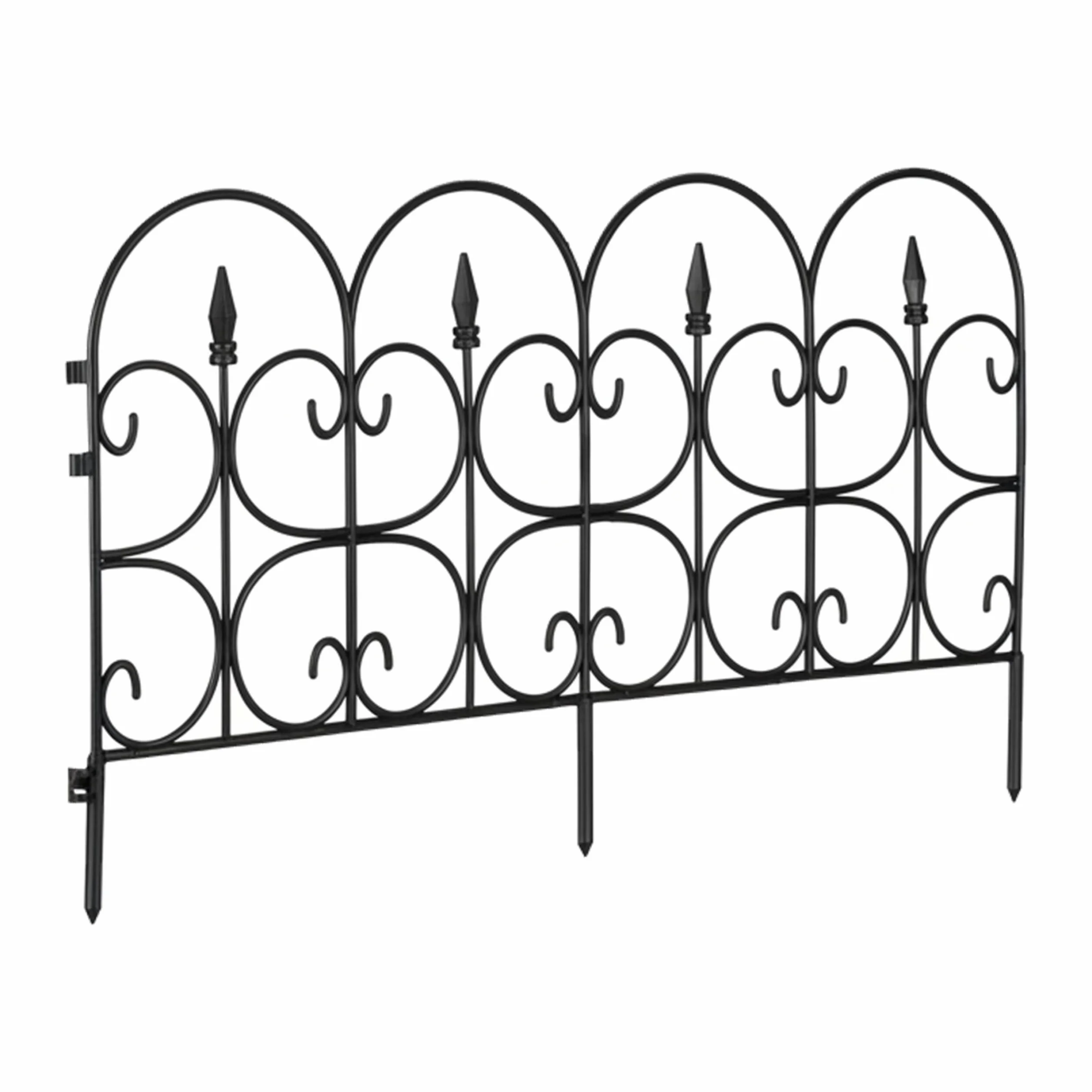 relaxdays Recinzione per Aiuole in Plastica, H 30 cm, Elegante Recinto Deco, con Paletti, Set da 6 Pezzi, 4m, Nero
