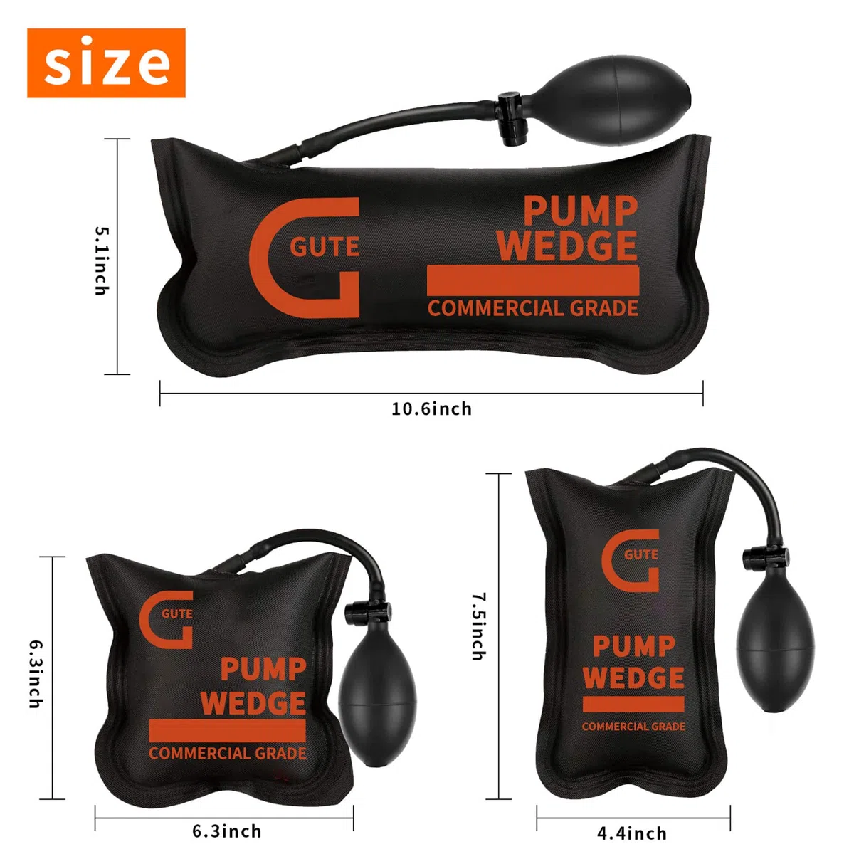 Gute Cuscino di montaggio Air Wedge Pump, cuscino di sollevamento gonfiabile, cuscino pneumatico, pompa ad aria, cric per finestre, porte, auto, grandi dispositivi (3 pezzi)