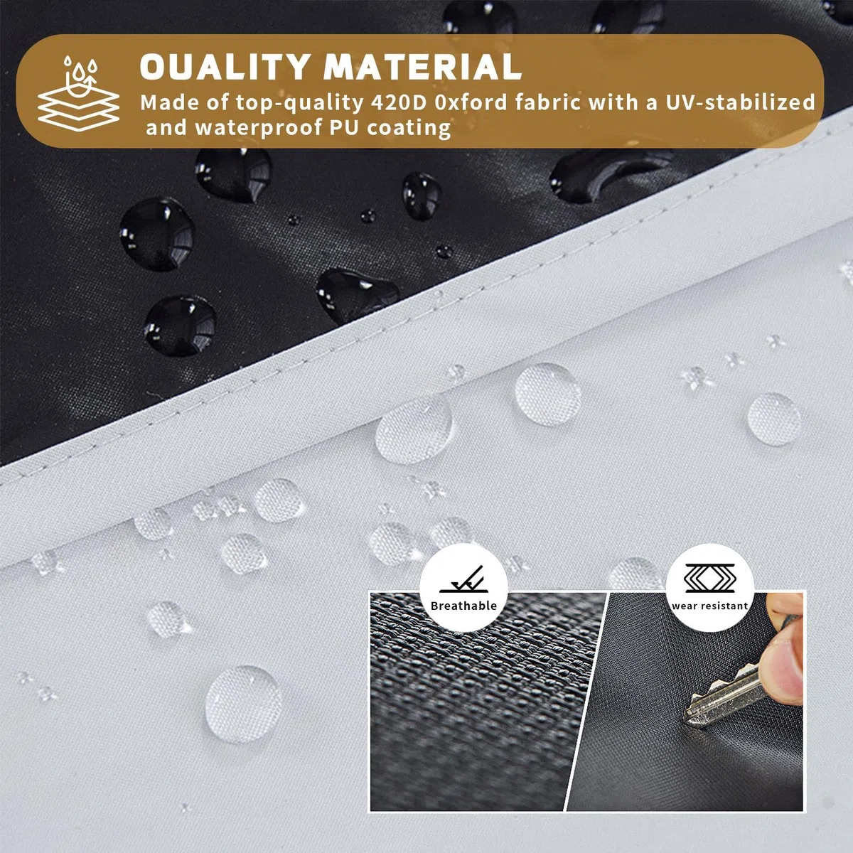 Coperture per Mobili da Giardino Copritavolo da Esterno Impermeabile 195x60x75cm/LxPxA Copertura Tavolo Esterno Mobili da Giardino, 420D Oxford Esterno Anti-UV Antivento Mobili Esterno Copritavolo