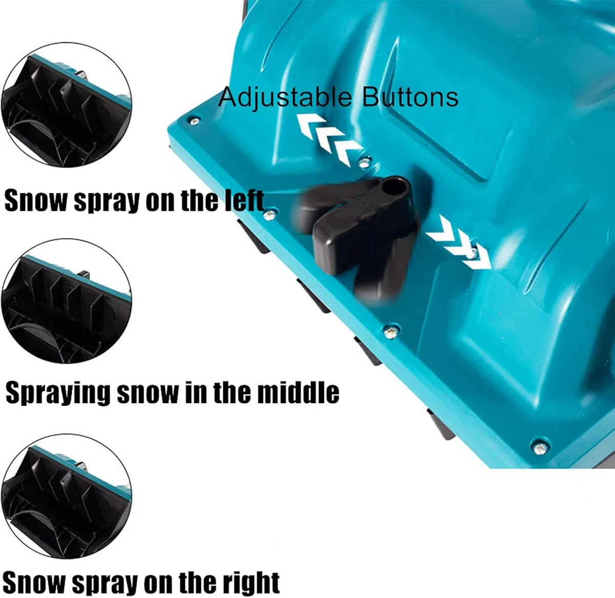 Spazzaneve elettrico, 1200 W, senza fili, con batterie al litio, regolazione in tre direzioni, lancio spazzolato per rimozione della neve per distanza di proiezione di 6,8 m
