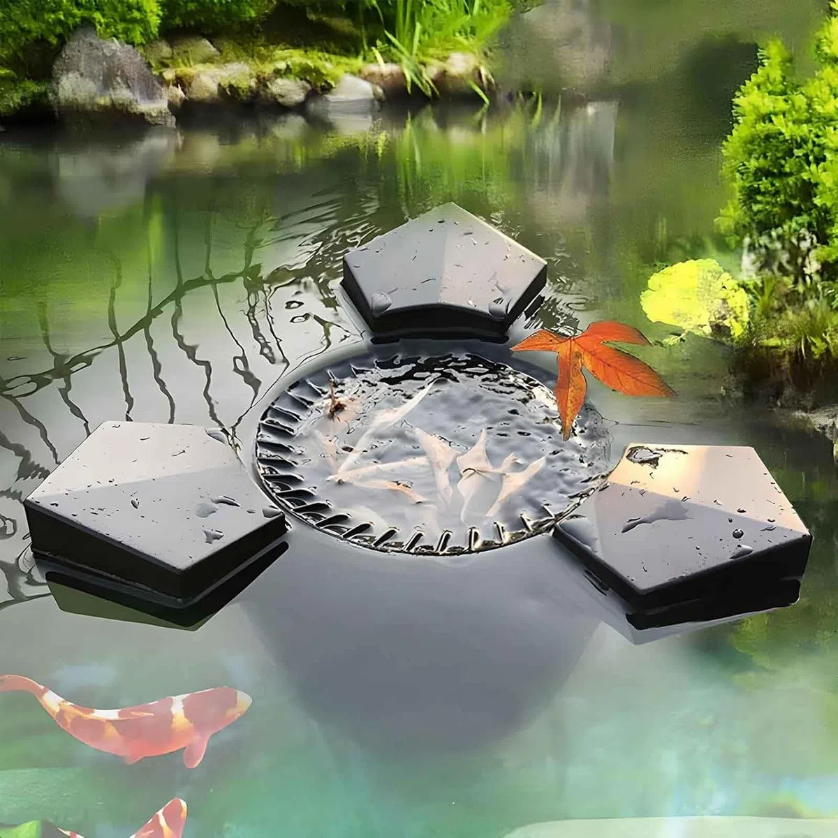 Skimmer galleggiante automatico per laghetto con pompa, 75 W, detergente per superfici per piscine, laghi, giardini, include cavo di alimentazione da 10 m