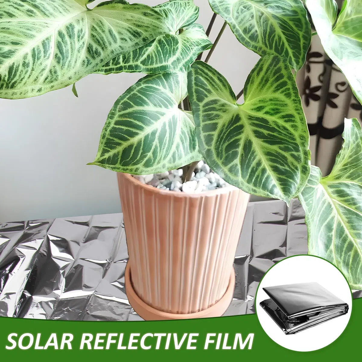 2 pellicole riflettenti per piante, 210 x 130 cm, argento riflettente, pellicola in PETP, resistente al calore, pellicola per serra, resistente ai raggi UV, per giardino, serra, luce
