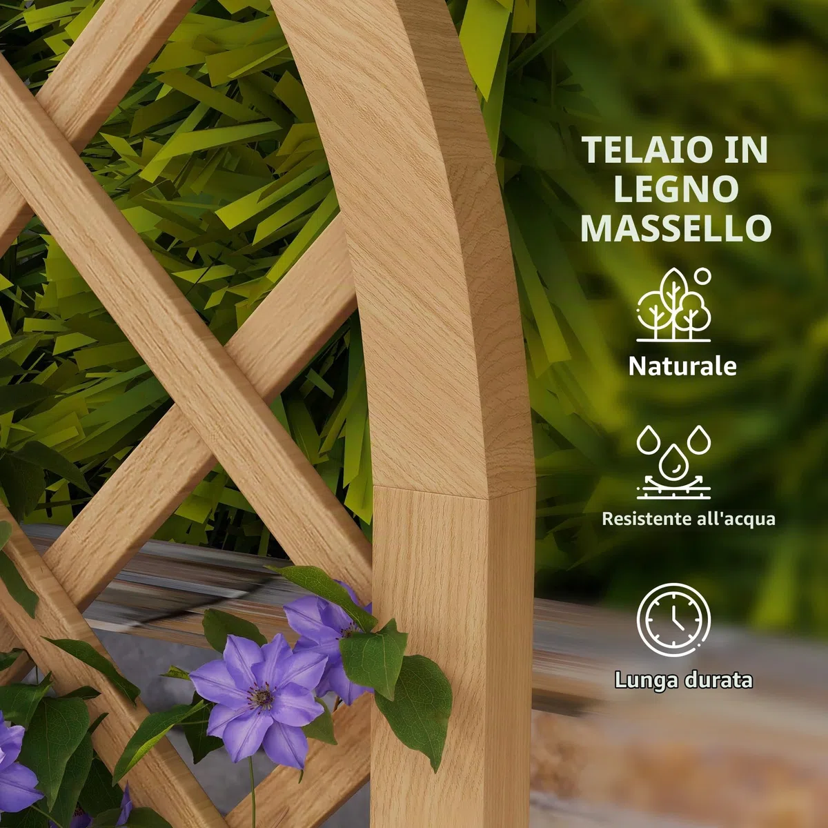 Outsunny Set di 2 tralicci in legno per il giardino - pannello ad arco per piante rampicanti - dim. un pannello: 60L x 120H cm
