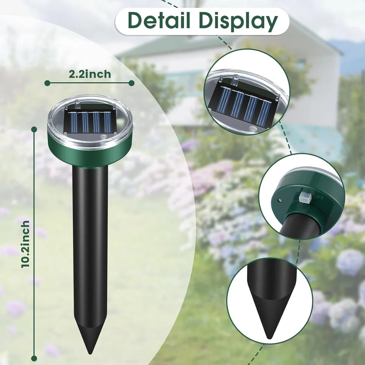 4Packs Professional Solare Repellente per Talpe Ultrasuoni,Ultrasuoni per Anti Talpa con Impermeabile,Dissuasori per talpe,Repellente per Scaccia talpe