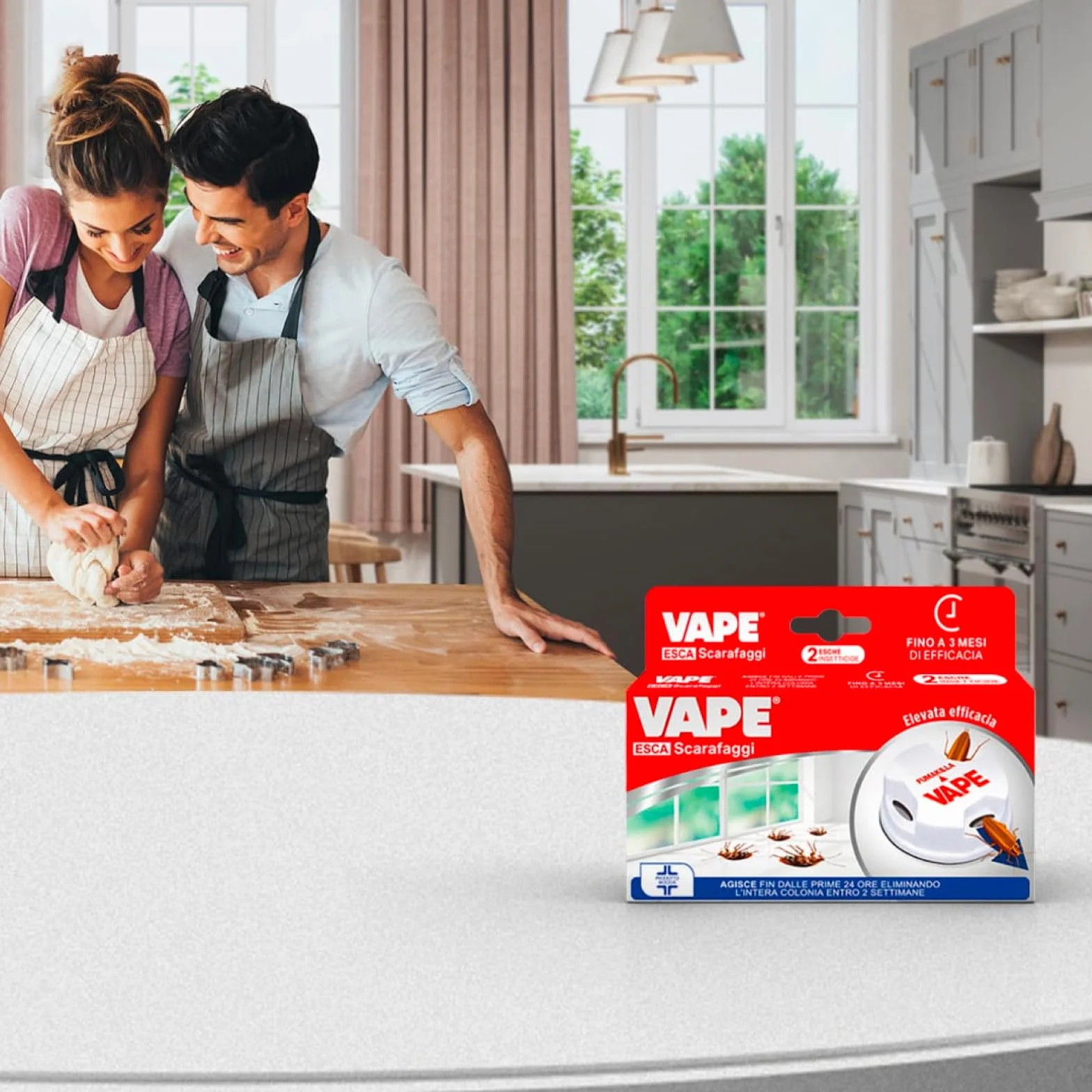 Vape Esca Scarafaggi Insetticida Blatte Disinfestazione per Abitazione e Interni Elimina Intera Colonia Efficace 3 Mesi Prodotto Biocida - 16 Esche