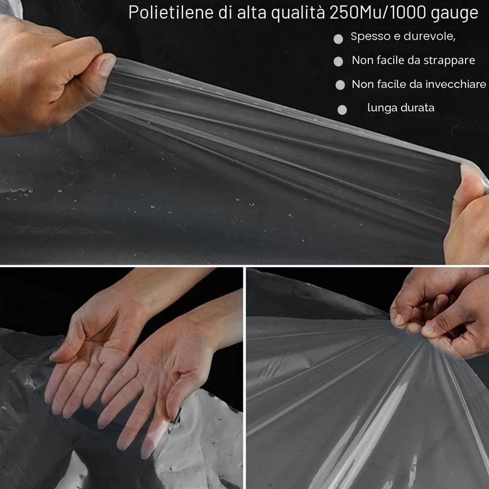 Telo e serra Trasparente 2 x 6m, Protettivo Addensare Resistente agli Strappi, Protezione UV 5, Tela Plastica