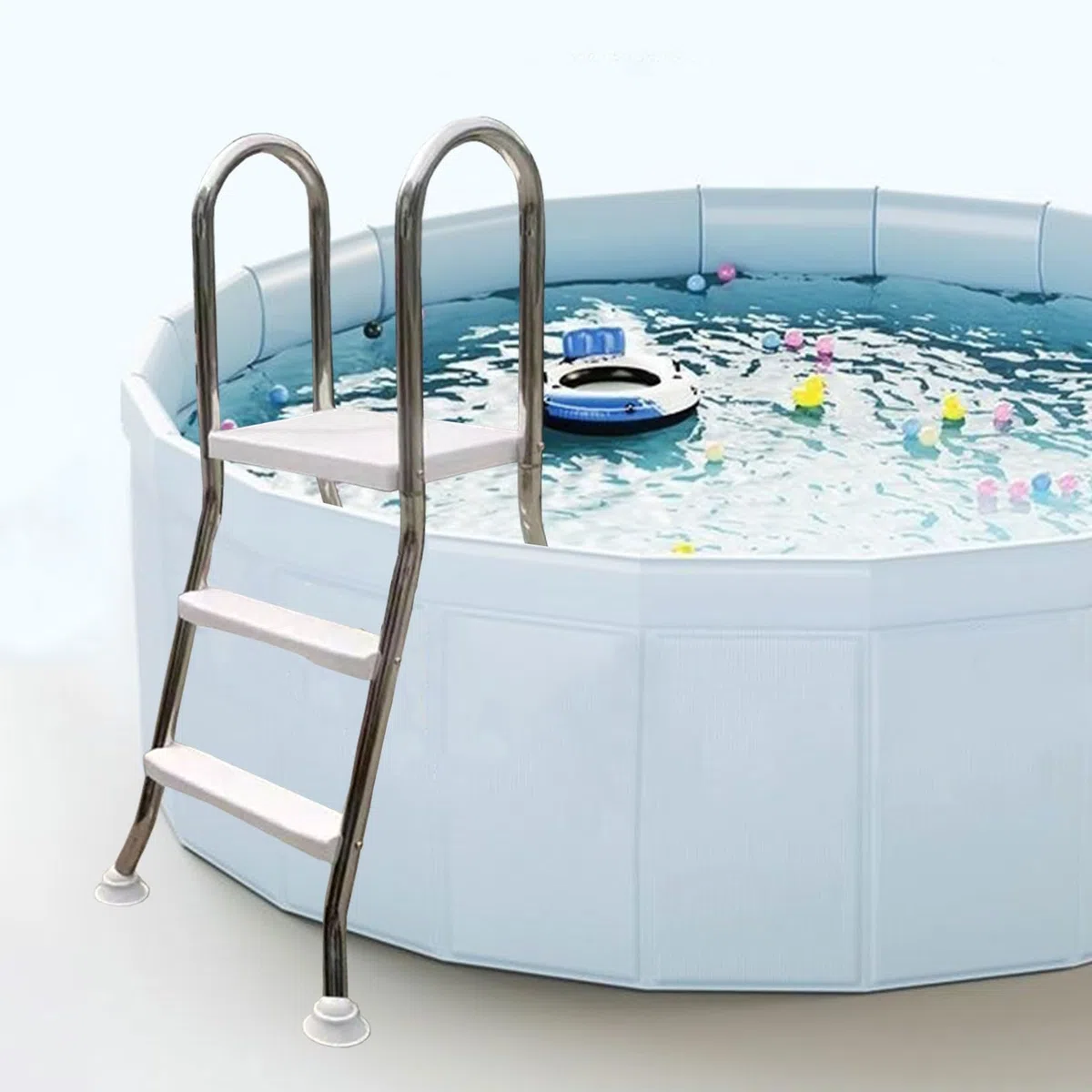 BOTOWI Scala per Piscina a 2/3/4 gradini per Piscina Fuori Terra, Scala per Piscina con Telaio in Acciaio Inossidabile Versatile Alta 33/43/52 Pollici con gradini a Doppia Faccia in plastica,33in