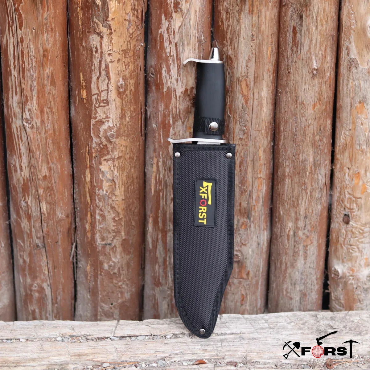 Xforst machete da giardino Coltello da sopravvivenza outdoor di alta qualità, lunghezza totale 38 cm, impugnatura in plastica e fodero in tessuto Oxford.