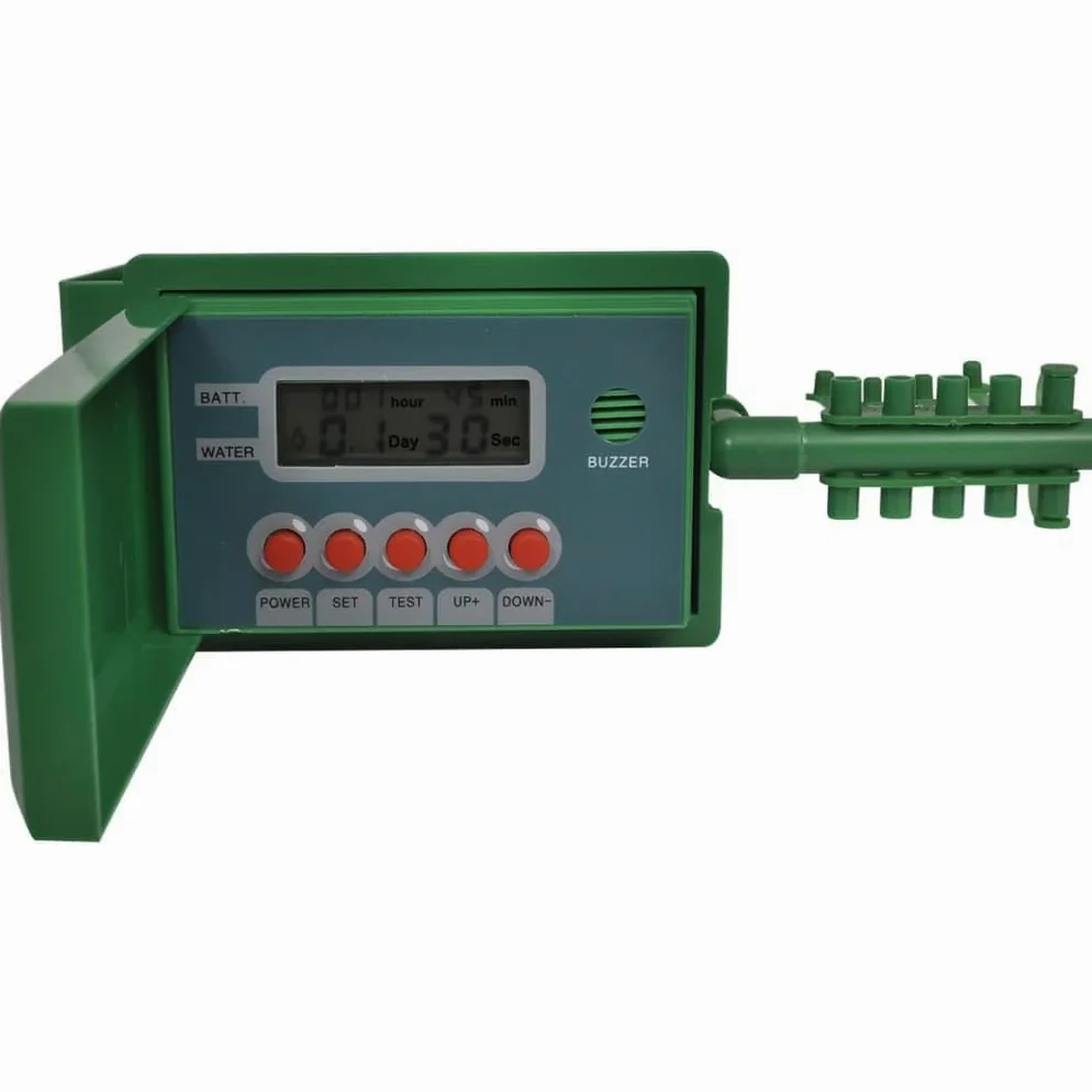Sistema di irrigazione automatico con timer, tubo in vinile da 10 m, 10 perni a molla, controller intelligente, risparmio idrico, per giardino, prato, terrazza, balcone e serra