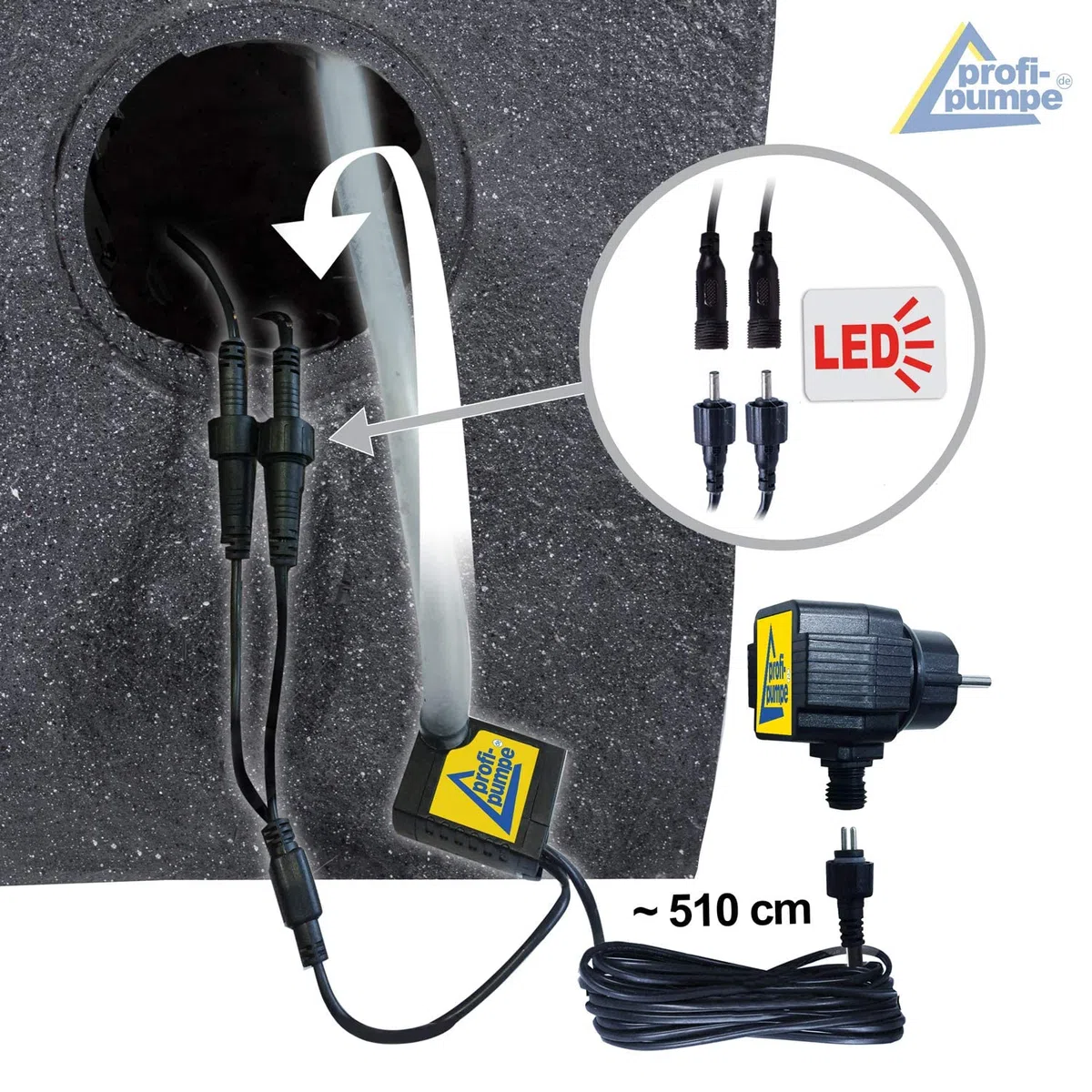 Fontana da giardino, fontana decorativa, fontana da interno, fontana, cascata, giochi d'acqua per giardino, laghetto da giardino (230V - fontana da giardino GRANITE CASKADE con luce LED)