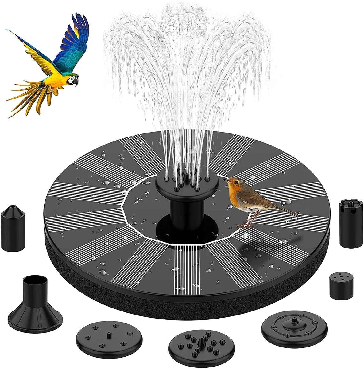 Fontana solare per esterni, fontana solare per esterni, con 6 effetti, pompa dell'acqua solare, pompa per laghetto da giardino o fontana per uccelli, bagno per pesci