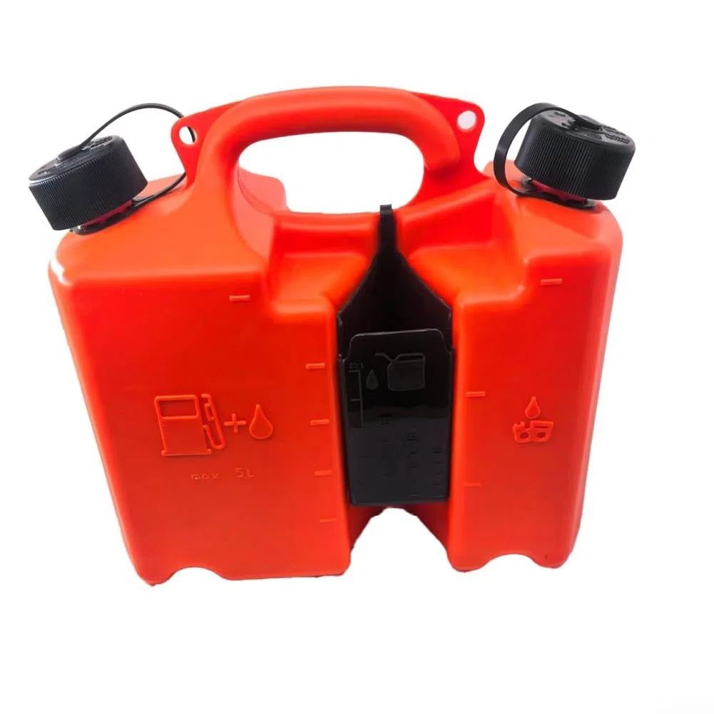 Tanica combinata di olio, tanica da 5 litri di carburante e olio per barra, con porta attrezzi per motosega