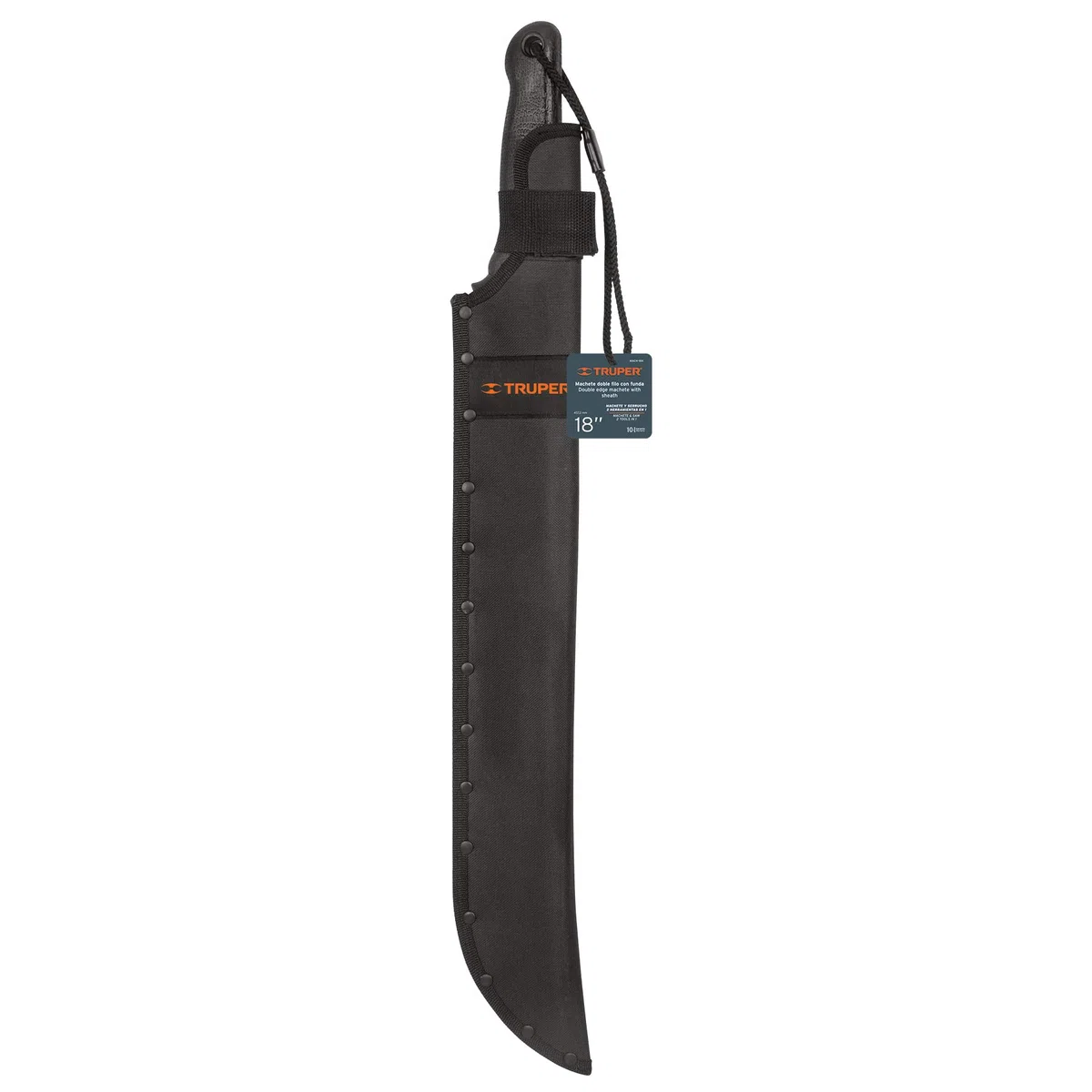 Truper MACH-18X, Machete doppio taglio 18" cacha bimateriale con guaina cinturino in poliestere