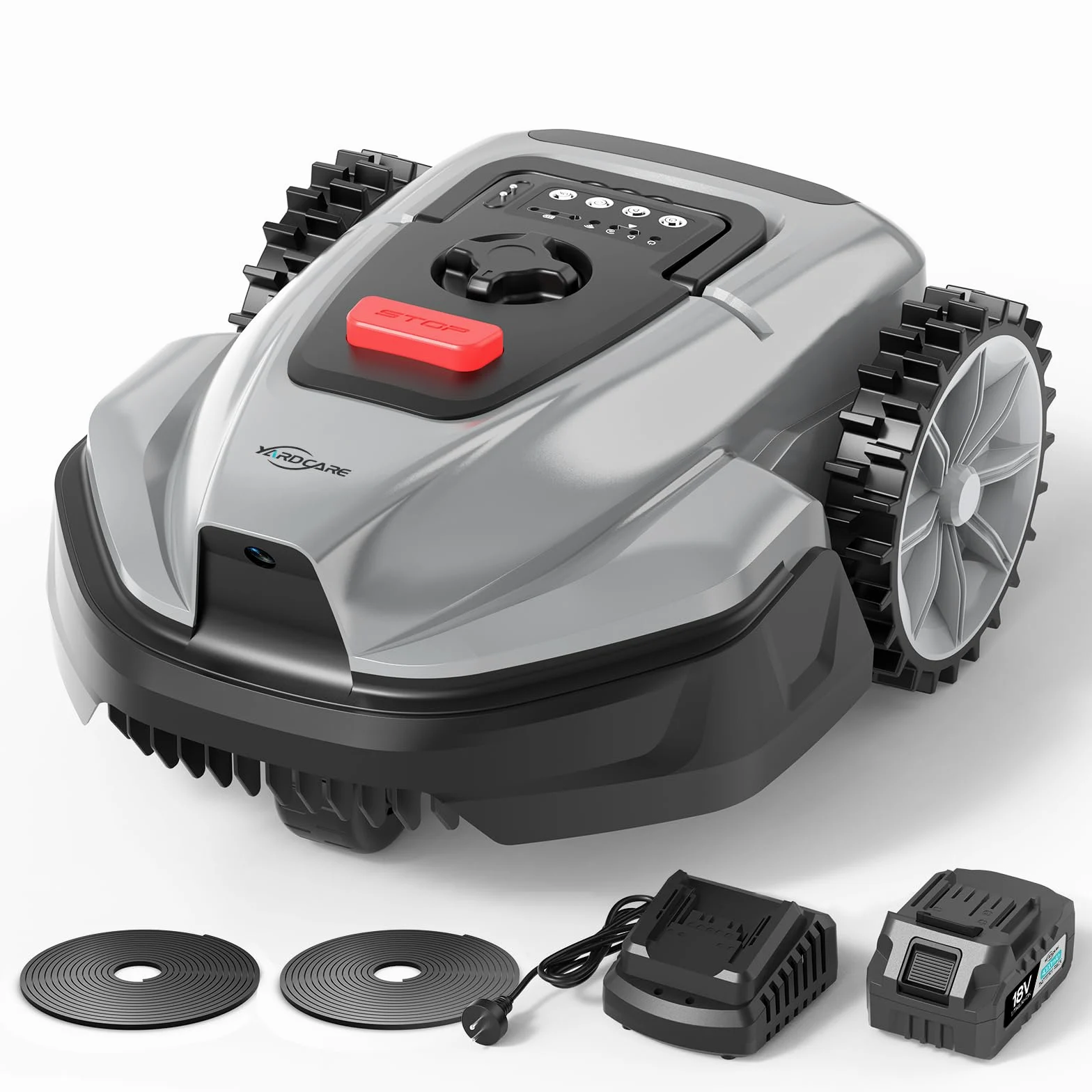 YARDCARE V3 robot tagliaerba senza cavo perimetrale, navigazione visiva, rilevamento di 150+ ostacoli e controllo tramite app, 50 dB, robot tagliaerba per giardini piccoli e medi, strisce magnetiche