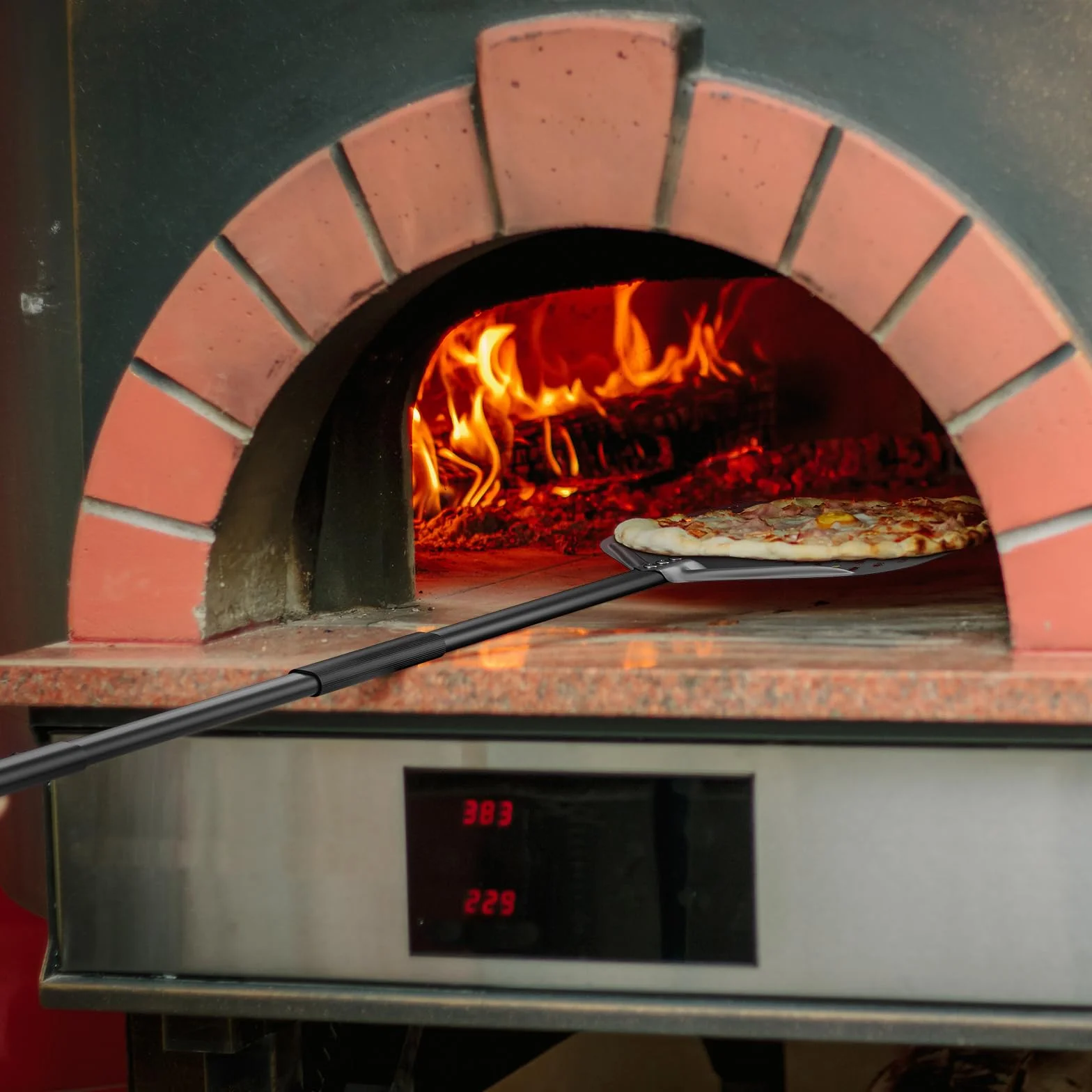 Pala per pizza, 34,7 x 118 cm, perforata in alluminio anodizzato duro, per una facile scorrevolezza su pietra per pizza, rettangolare, grande superficie e manico rimovibile per barbecue, forno