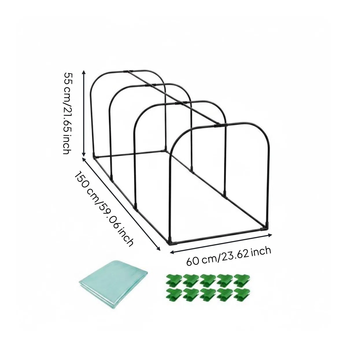kowaku Copertura Serre Tunnel per Piante Antigelo Materiale PE Telaio in Acciaio PP Accessori Inclusi Adatta a Balcone Orto Giardino Terrazza Esterno , 150-60-55cm