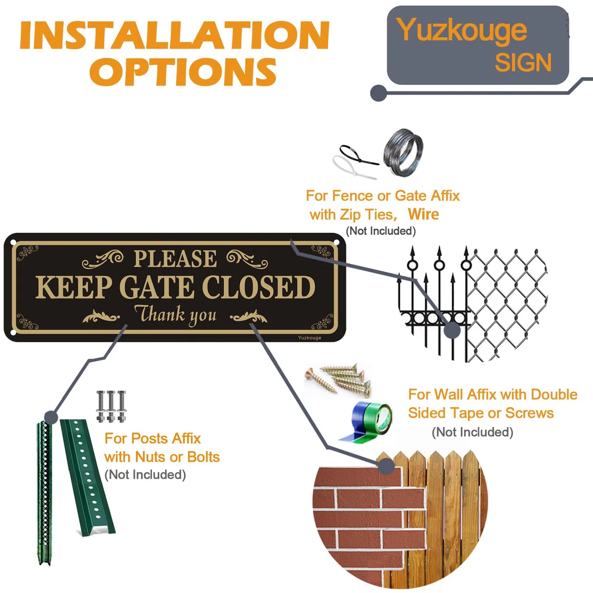 Cartello "Please Keep Gate Closed", confezione da 2, 25,4 x 7,6 cm, in alluminio antiruggine, resistente alle intemperie, resistente allo sbiadimento, facile da montare.