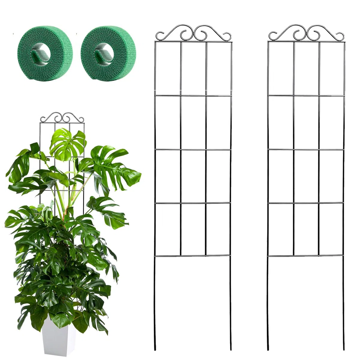 Griglia per tralicci in metallo, 50 x 15 cm, supporto per piante da appartamento, supporto per piante rampicanti, traliccio in metallo, per piante rampicanti, per pomodori, fiori (B)