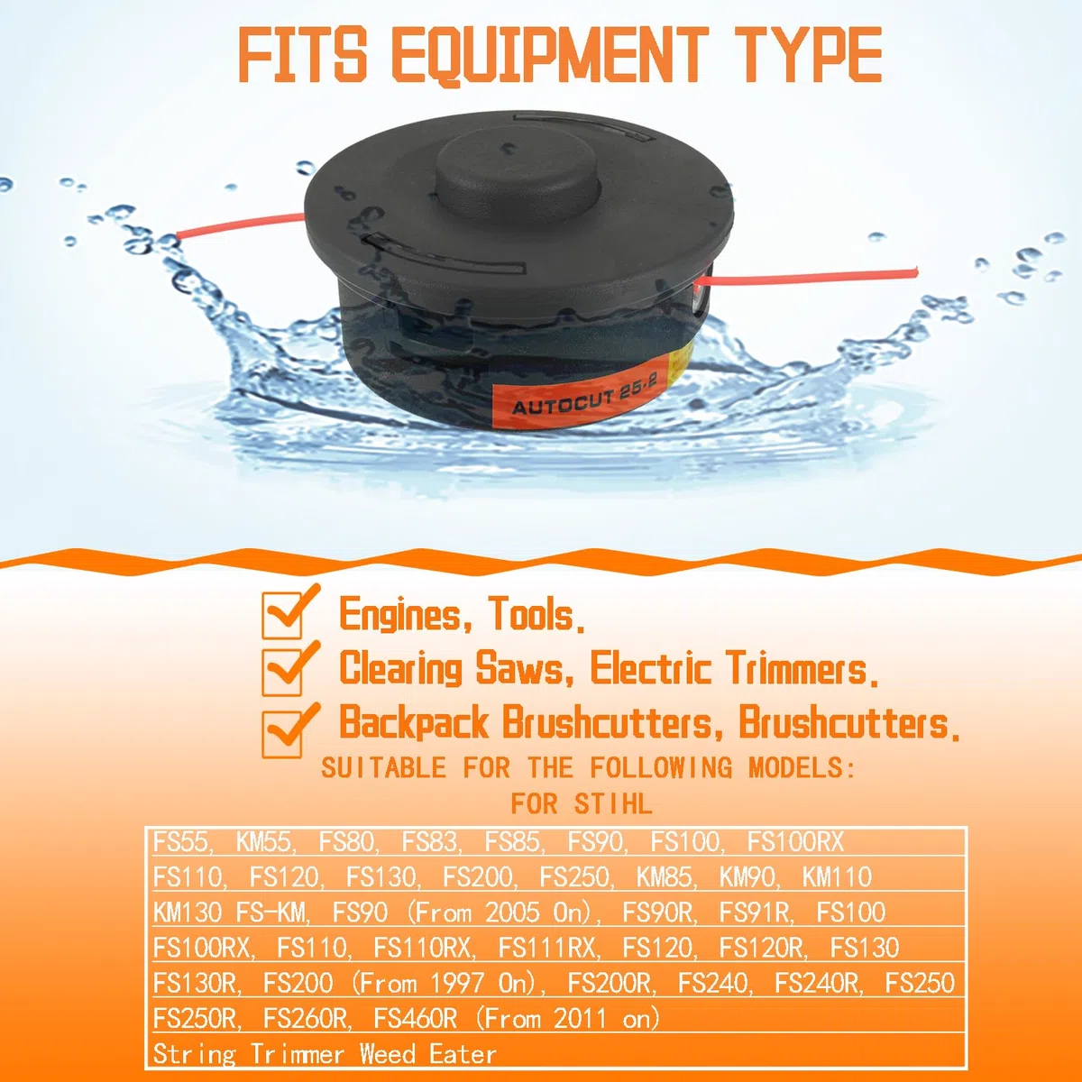 Trimmer Testina Autocut 25-2 Testa Falciante Bombata per Stihl FS100 FS106 FS108 FS100RX FS110 FS120 FS130 FS200 FS300 FS350 FS450 FS550 KM55 KM85 KM90 FR106（2 Pezzi）