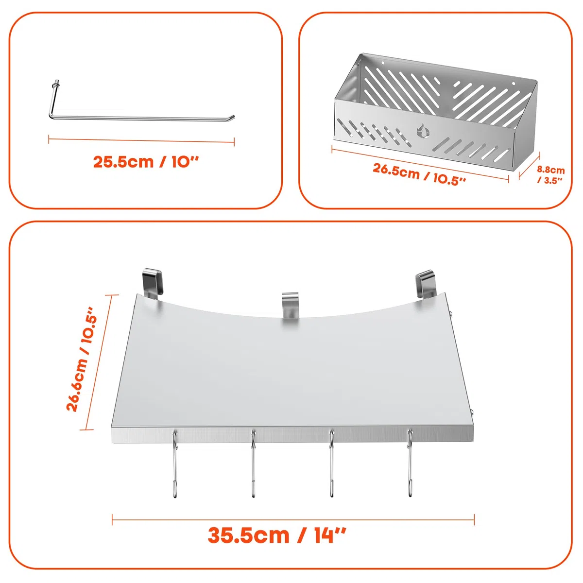 onlyfire Tavolino da Barbecue per Griglie a Carbonella Weber Master-Touch e Original Kettle da 57 cm, Tavolino da Griglia Aggiornato con Portasciugamani in Rotolo di Carta e Scatola per Condimenti