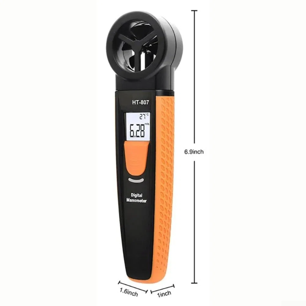 Anemometro digitale con doppio sensore di temperatura, 5 unità per mph m/s, nodi ft/min, retroilluminazione LCD, scala Beaufort per HVAC, vela, golf, aquiloni, pesca, caccia, arrampicata, metallo