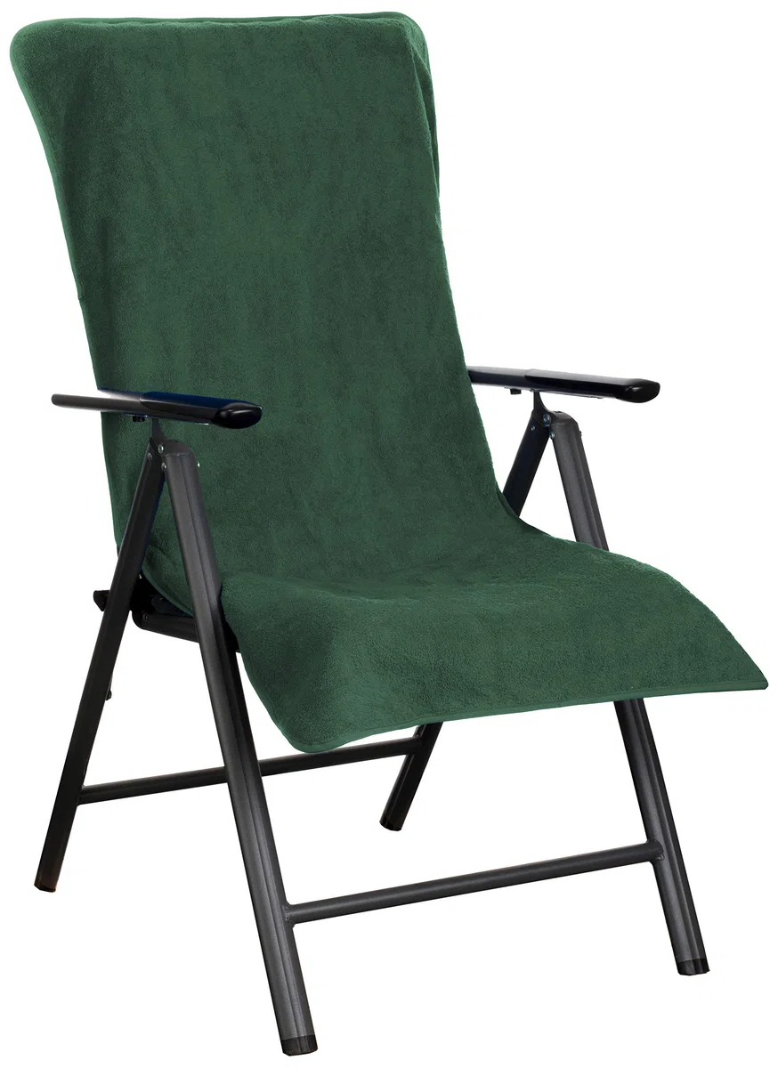 Brandsseller Coprisedia in Spugna per Sedia da Giardino 65x130 cm – Asciugamano XL in 100% Cotone Copricuscino - antiscivolo, lavabile, certificato Oeko-Tex – Verde Scuro