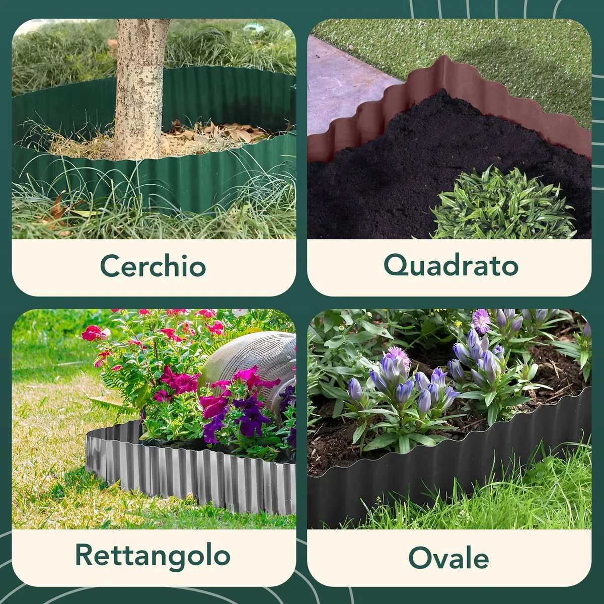 GARDENIX Bordo per Aiuola Ondulato Bordo per Prato in Plastica Lunghezza 9 m, Altezza 25 cm, Antracite