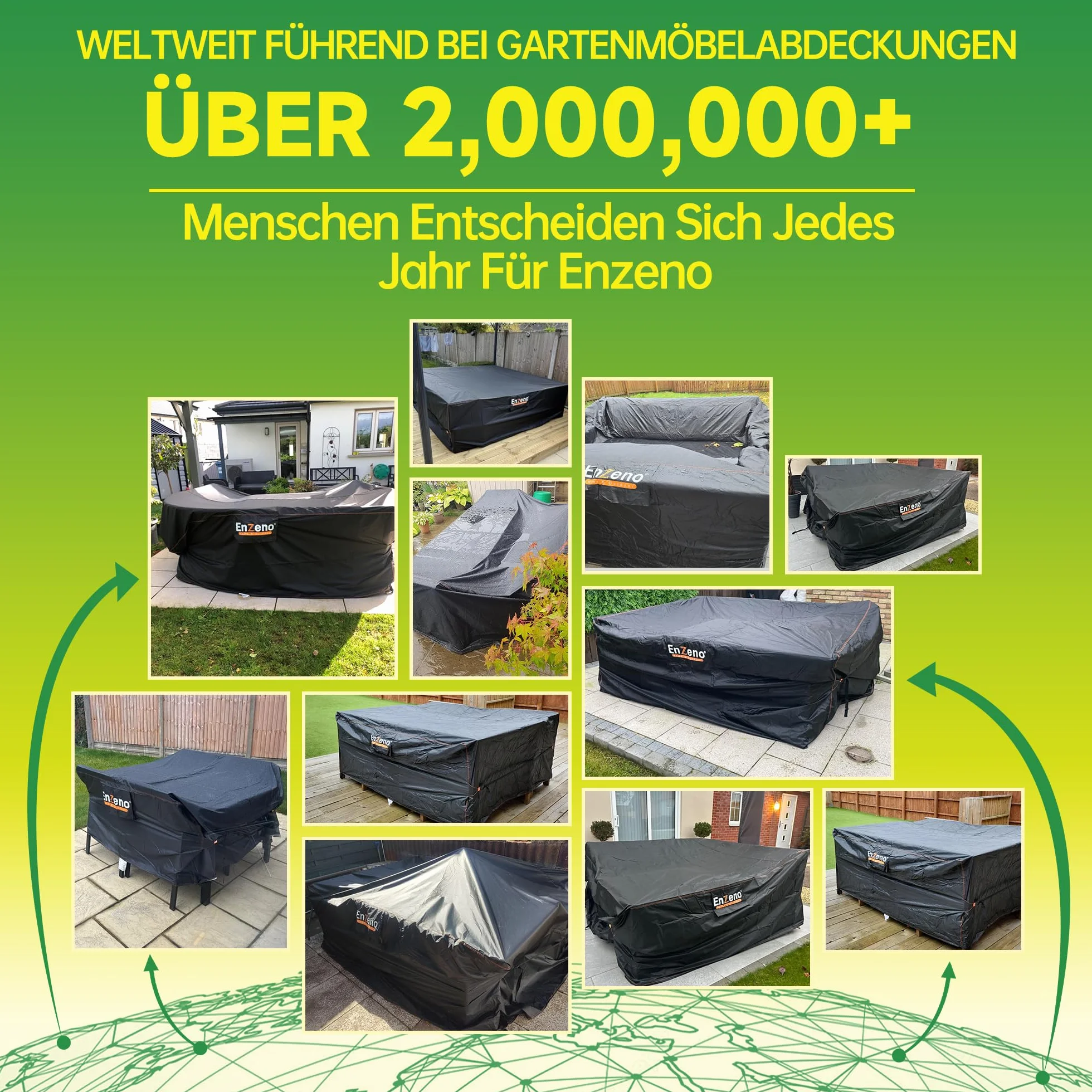 Enzeno Copertura per Mobili da Giardino Impermeabile,160x90x74cm,Resistente All'Inverno in Tessuto Oxford 420D,Rettangolare per Tavolo da Giardino