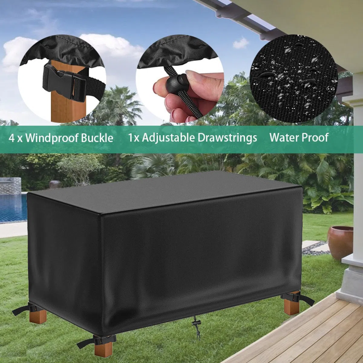 Coperture per Mobili Da Giardino Impermeabili 130x80x120cm/Lunghezza X Larghezza X Altezza Copertura Mobili Da Esterno,Telo Copertura Tavolo Esterno Impermeabile per Eventuali Mobili