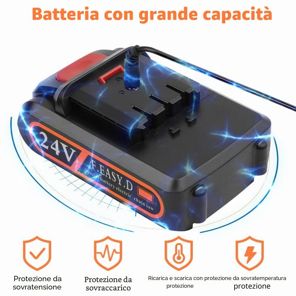 flintronic 24V 2000mah Batteria di Backup per Mini Motosega Elettrica, Accessori per Motosega a Mano da 6 Pollici, Accessori per Motosega
