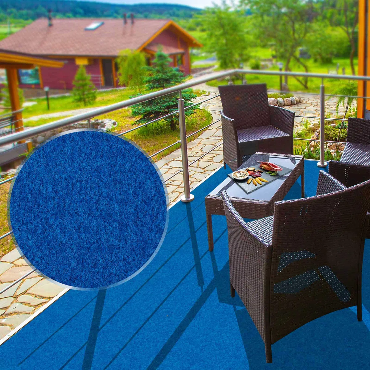 Tappeto per Prato colorato Wunder Park | Tappeto da Balcone | Resistente e Resistente alle intemperie | Tappeto per Prato Artificiale per terrazza, Tempo Libero | Outdoor (Blu, 100 x 400 cm)