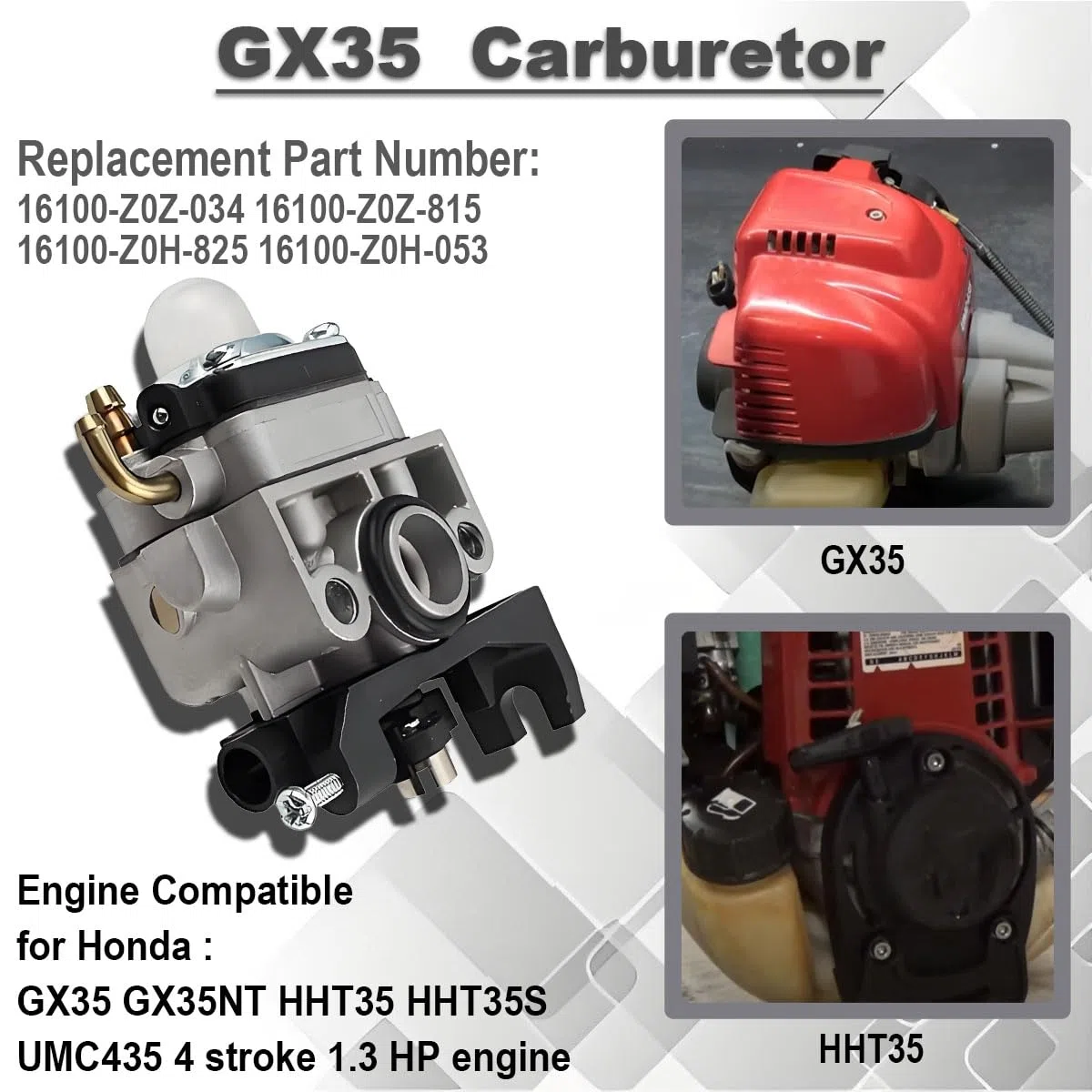 Kit carburatore GX35 per Honda GX35NT HHT35 HHT35S UMC435 4 tempi 1,3 CV per decespugliatore Rimmer Generatore Trimmer Piccoli motori Ricambi 16100-Z0Z-034 16100-Z0Z-815