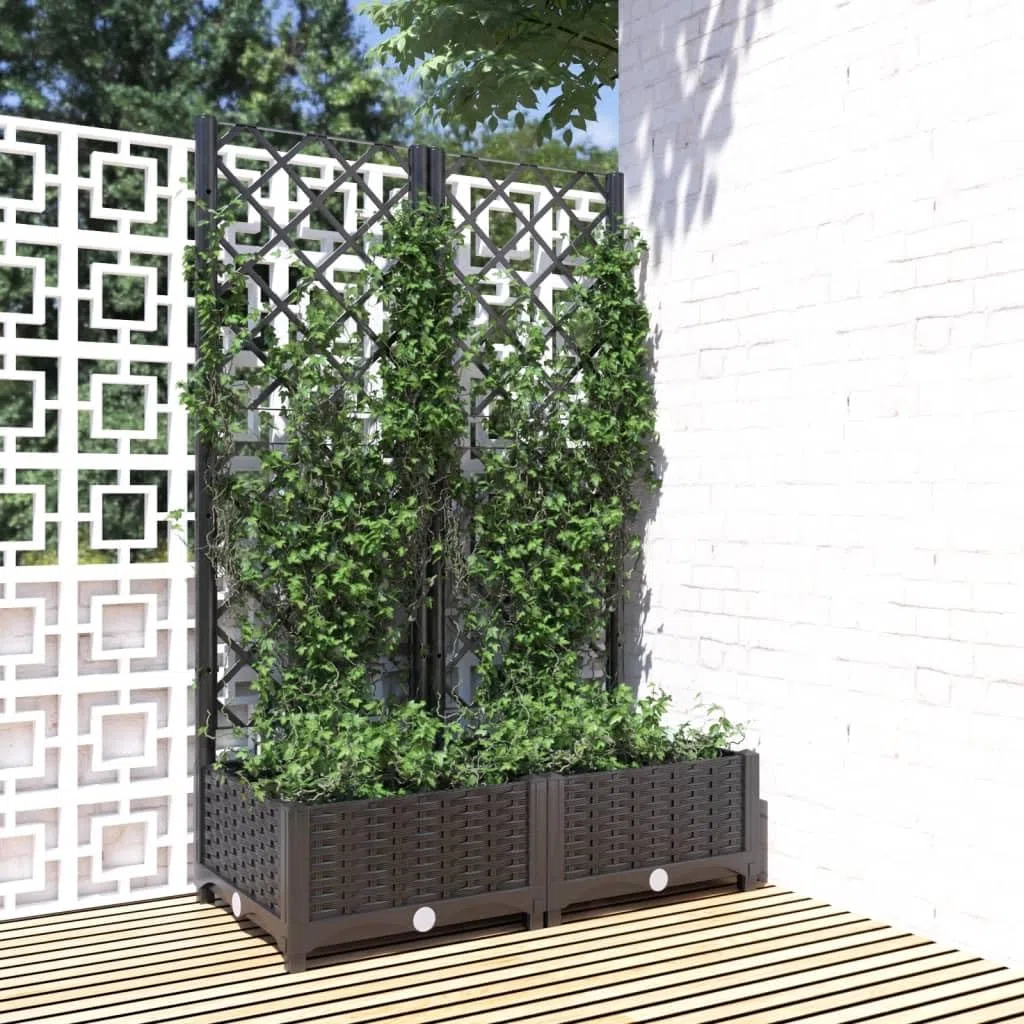 Fioriera da Giardino con Traliccio Nera 80x40x121,5 cm PP,Casa e Giardino,Prato e Giardino,Giardinaggio,Vasi e fioriere,6.42kg-318270