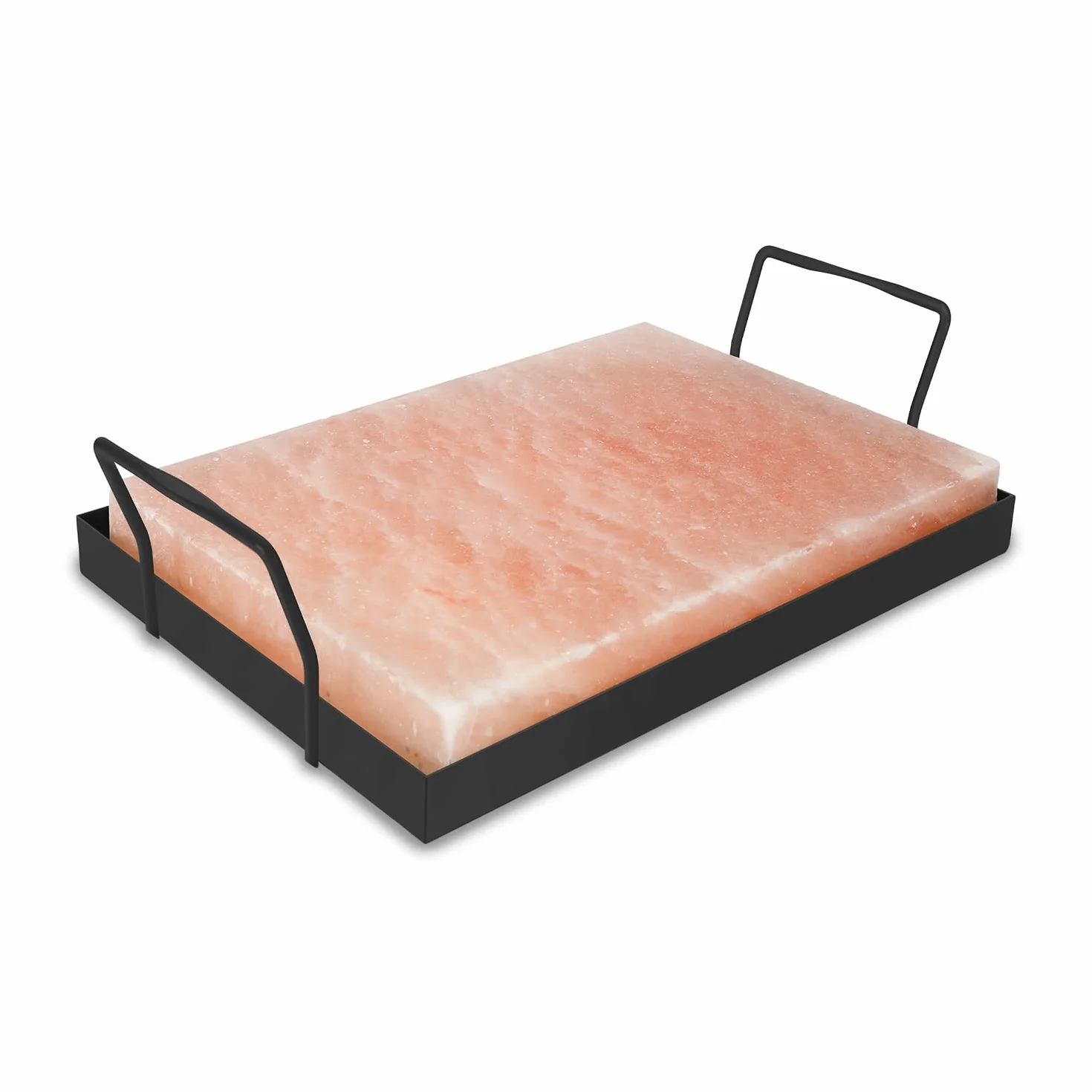 Fiqops 1 pietra di sale per grigliare XXL, 20 x 30 x 3 cm, piastra in ferro, pietra salata riutilizzabile, originale sale di cristallo