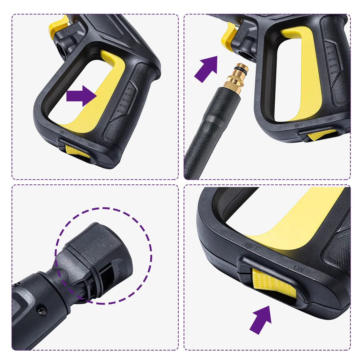 YUET Pistola a Spruzzo e Kit Lancia per Karcher K2 K3 K4 K5 K6 K7 Serie Idropulitrice, Pistola di Ricambio Quick Connect per Idropulitrici, Ugello a Spruzzo Regolabile per Lavaggio Auto