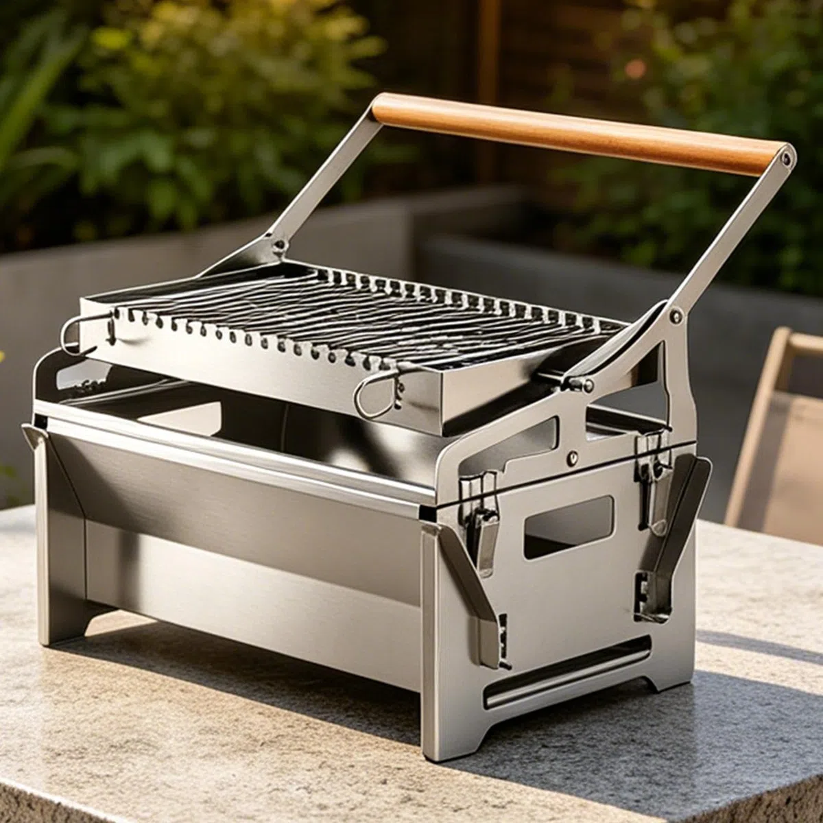 Griglia A Carbonella Rotante Rotazione A 360 Gradi Strumento Per Grigliare | Fornello Barbecue Portatile In Acciaio Per Campeggio, Picnic, All'Aperto, Giardino BBQ, Cortile