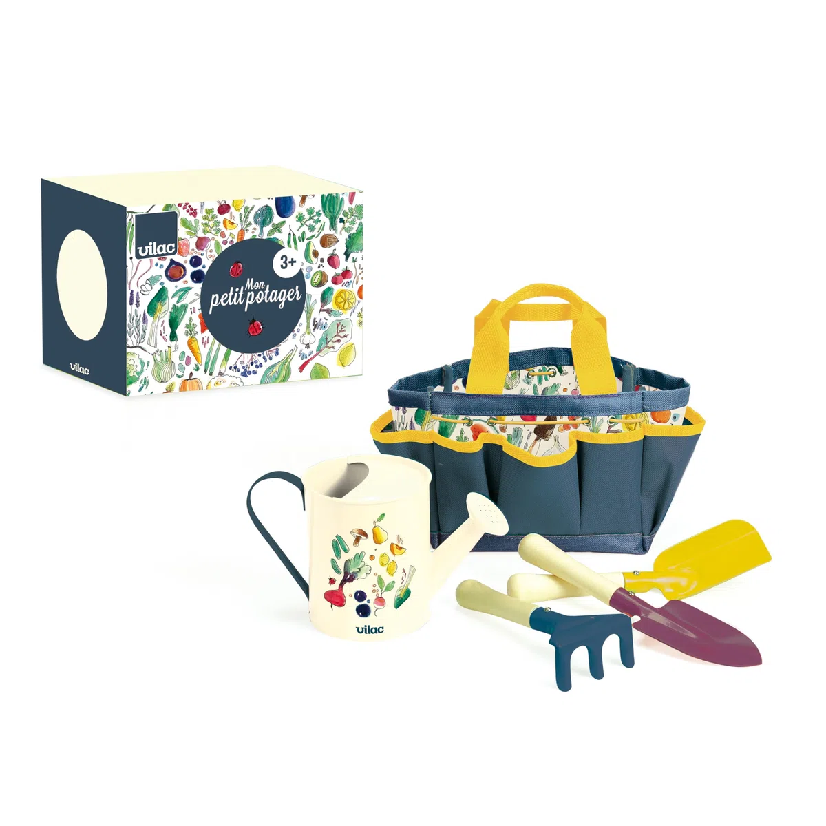 Vilac Piccolo Orto Set Trapiantatore e Rastrello in Legno e Metallo + Borsa di Conservazione, ideale per scoprire il Giardinaggio, i Cicli di Vita delle Piante e gli Impollinatori, 3804G