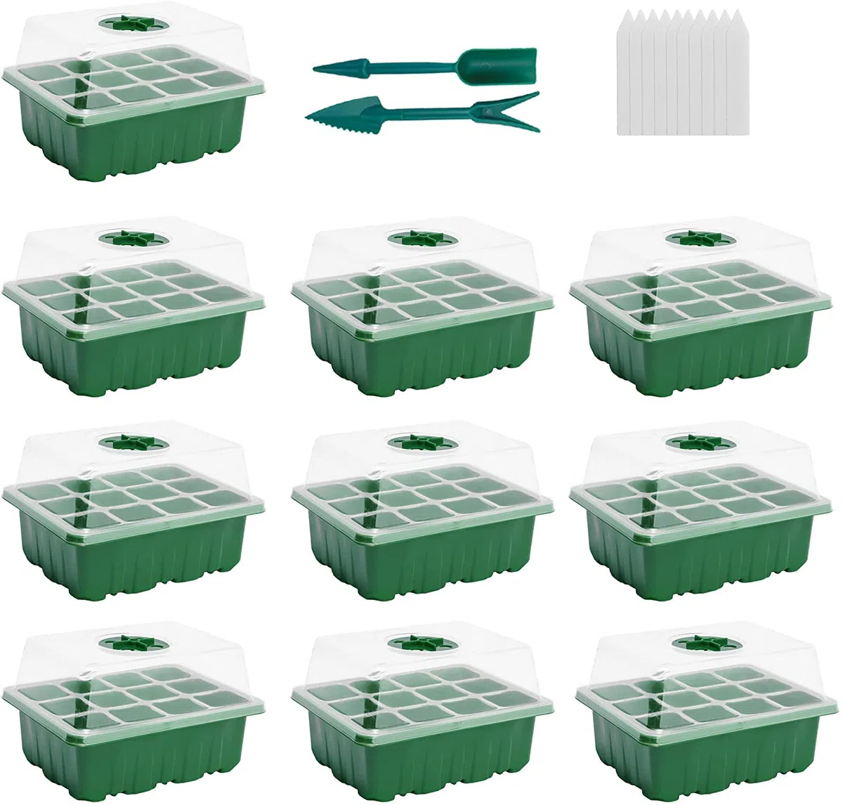 Zimmergewächshaus Anzuchtkasten, Anzuchtschale, 10 StÜCk 120 Zellen Mini Gewächshaus Anzucht Set Setzling Starter Tabletts Treibhaus Anzuchtschale Mit Deckel Und BelÜFtung