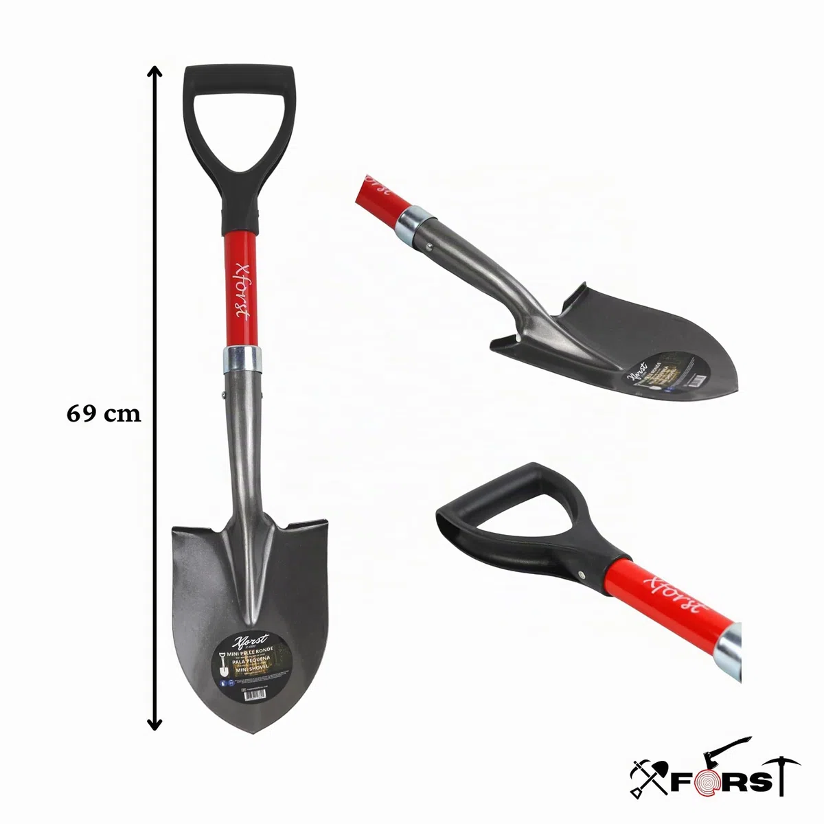 Xforst X-S800 pala vanga robusta e molto leggera, ideale per giardinaggio e prospezione.