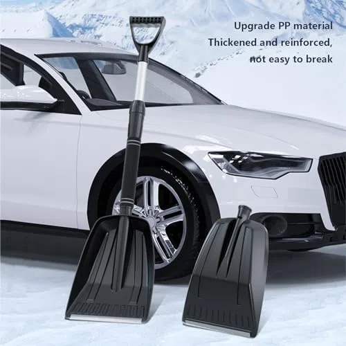 Pala da neve resistente, leggera, di grande capacità, con manico ergonomico in schiuma antiscivolo, set portatile di emergenza per auto e campeggio