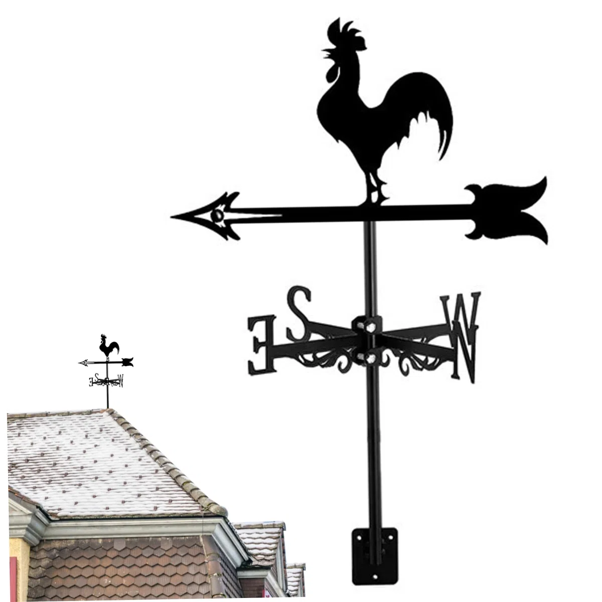 Segnavento decorativo a forma di animale, 33 x 55,9 cm, indicatore di direzione del vento per cortile, giardino, fattoria, gallo