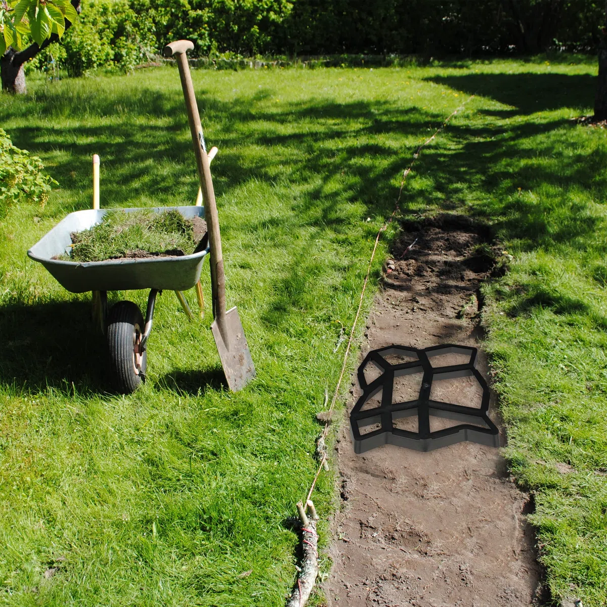 Relaxdays 4X Stampi per Cemento, Forma per Vialetti in Giardino, Sagoma Pavimentazione in Pietra, Pavimento Esterno, Nero
