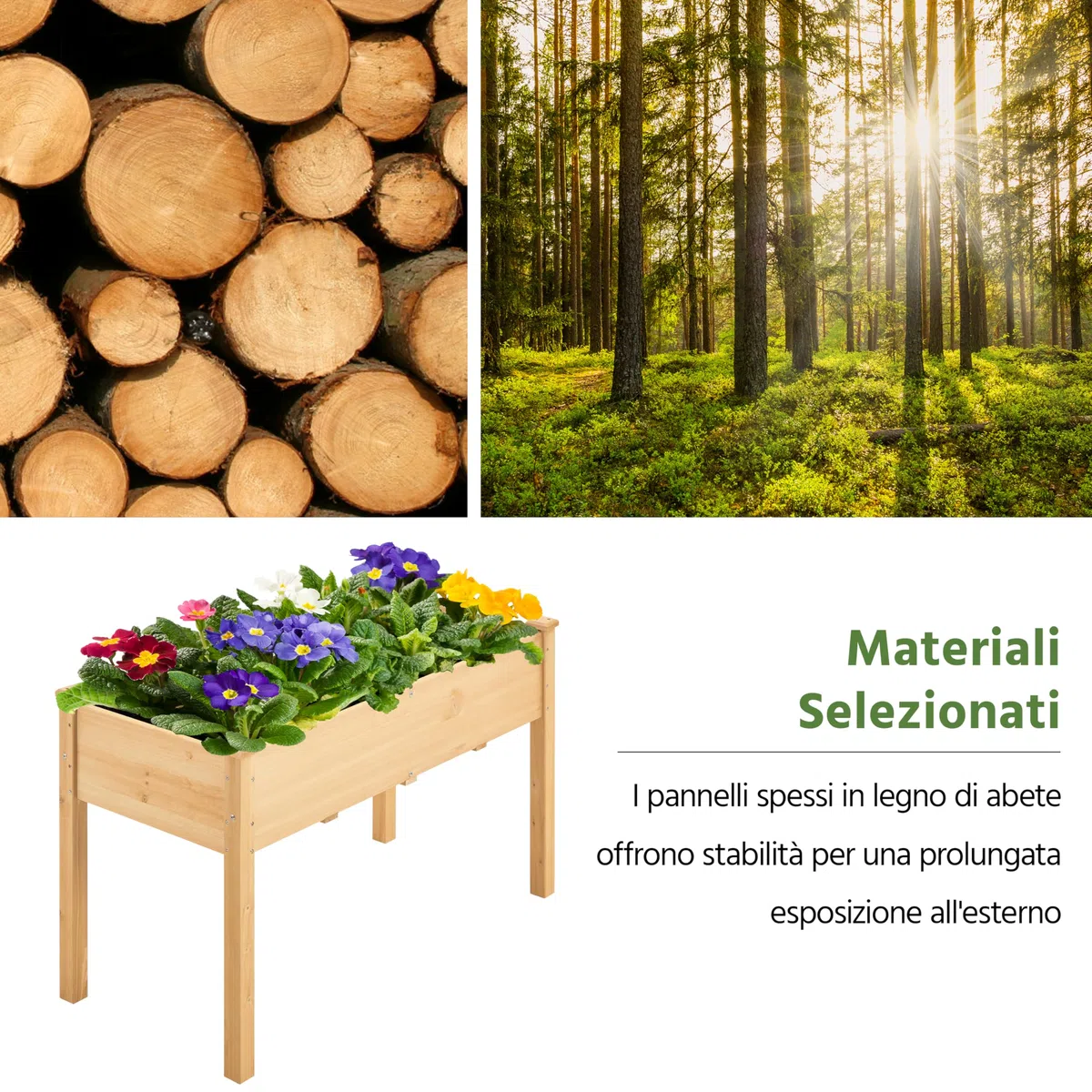 Yaheetech Fioriera/Aiuola Rialzata per Verdure Frutta Erbe Piante, Lettino Orto Rialzato in Legno da Giardino Esterno Balcone 120,5 x 59 x 76 cm