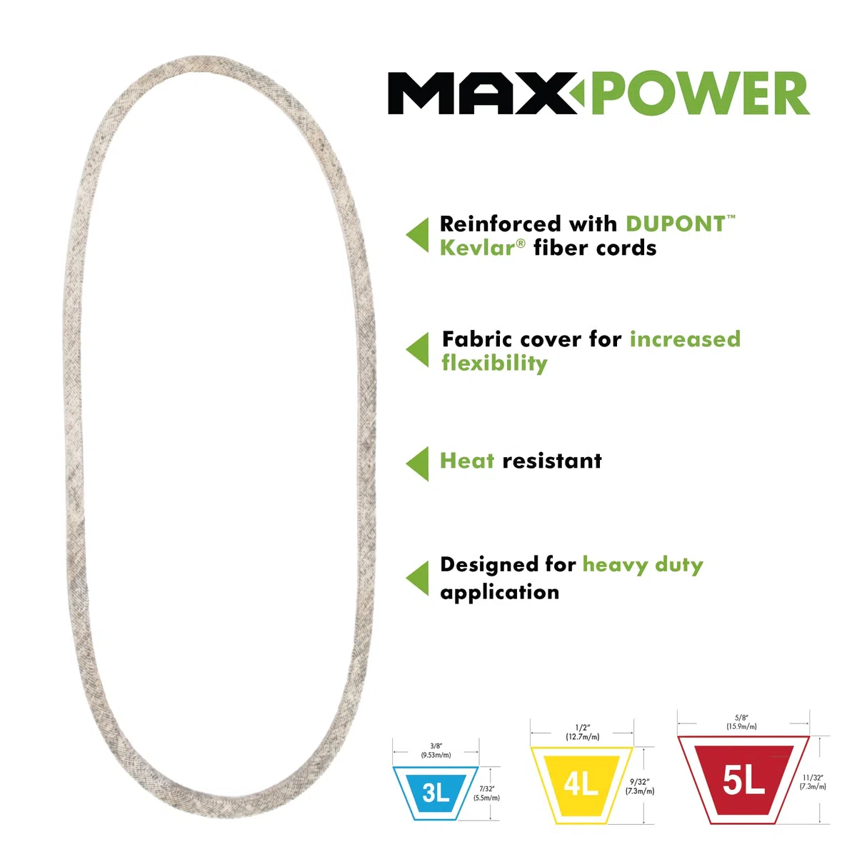 MAXPOWER Cinghie 347545, rinforzante in Kevlar, 1/2" x 102" - 4L1020 - Lunghezza Esterna L(a) 2590 mm.