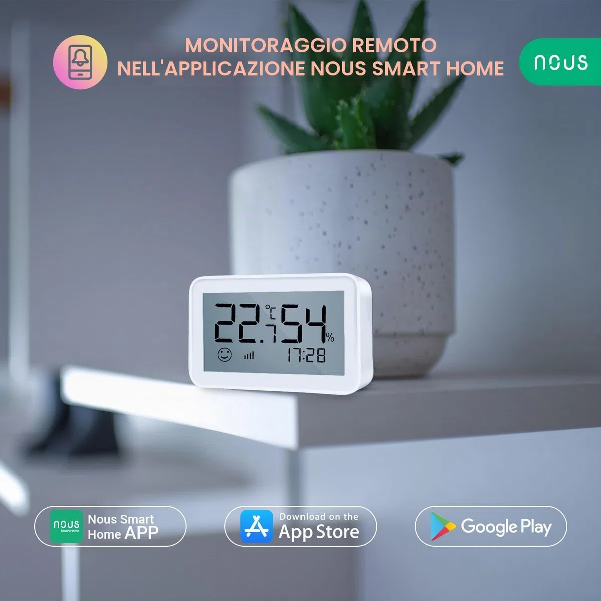 NOUS E6 Sensore di temperatura, termometro intelligente igrometro, sensore di temperatura ZigBee digitale Alexa ZigBee TUYA vita intelligente, MQTT, ZigBee2MQTT
