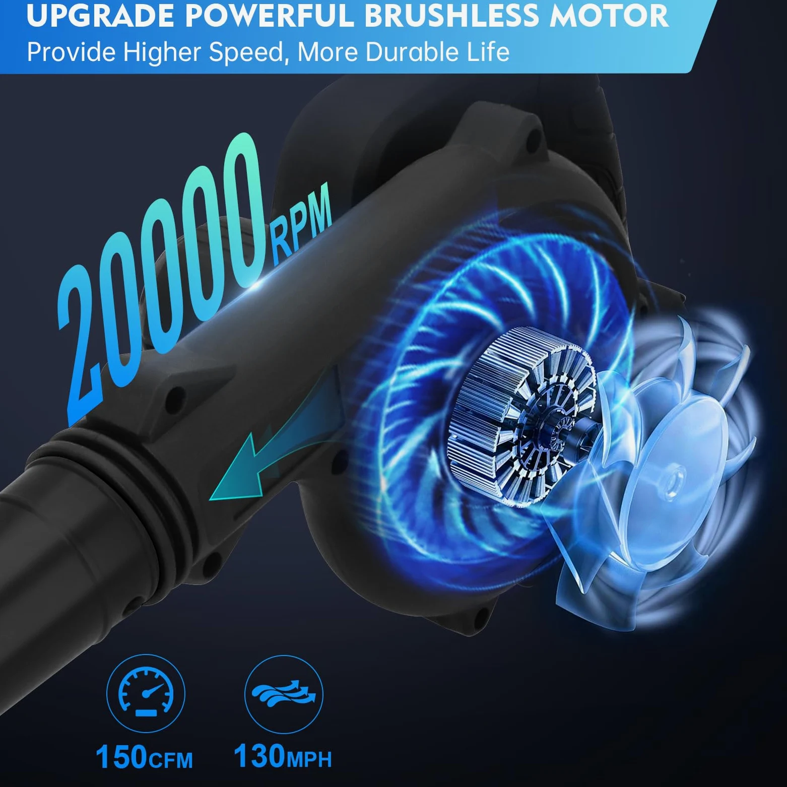 Soffiatore a Batteria Senza Fili 24V – Motore Brushless, 2 Batterie 2000mAh Incluse + Caricabatterie – Leggero e Portatile, per Giardino, Terrazza, Garage, Neve, Polvere e Peli di Animali(Nero)