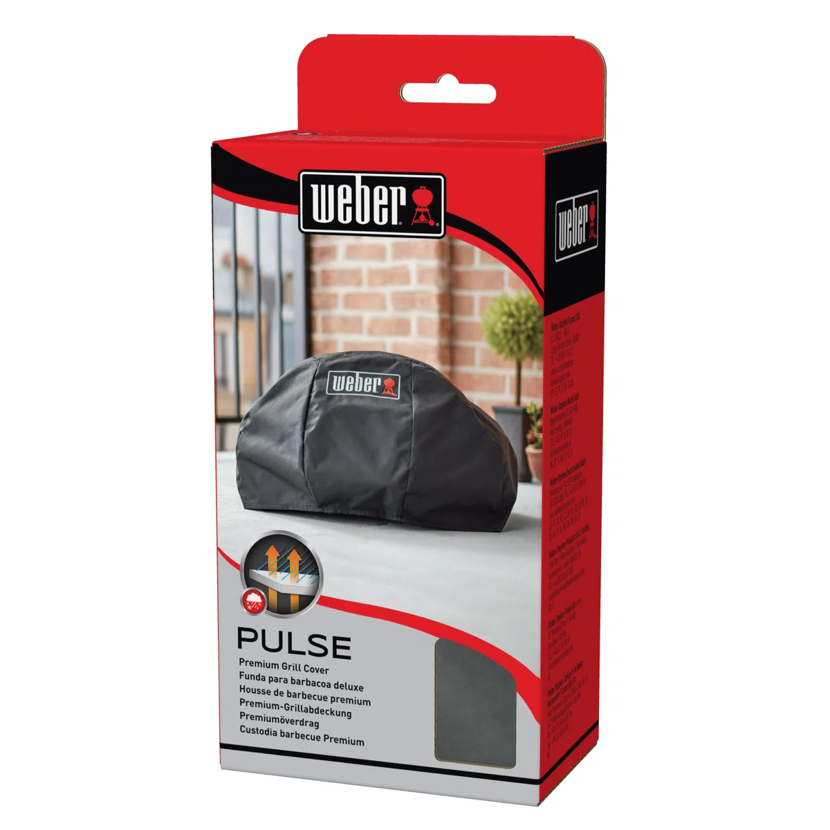 Weber Copertura Premium per Barbecue Pulse 1000, Traspirante, Resistente ai Raggi UV e all’Acqua, Protezione da Vento e intemperie, con Chiusura in Velcro – Nero (7180)