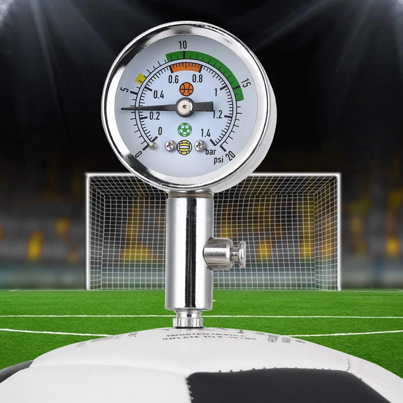 Misuratore di Pressione a Sfera, Pressione dell'Aria della Palla, Manometro Palloni Strumento, Manometro a Sfera Strumento barometro, Manometro a Sfera per Calcio, Pallacanestro
