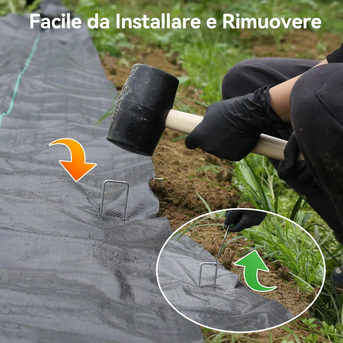 100 Pezzi 20cm Ø 3mm Spilli per Giardino Resistenti - Chiodi in Acciaio Zincato per Fissare Paletti per Ancorare Tessuto Antierba, Reti e Tubi con 1 Uncino a Punta