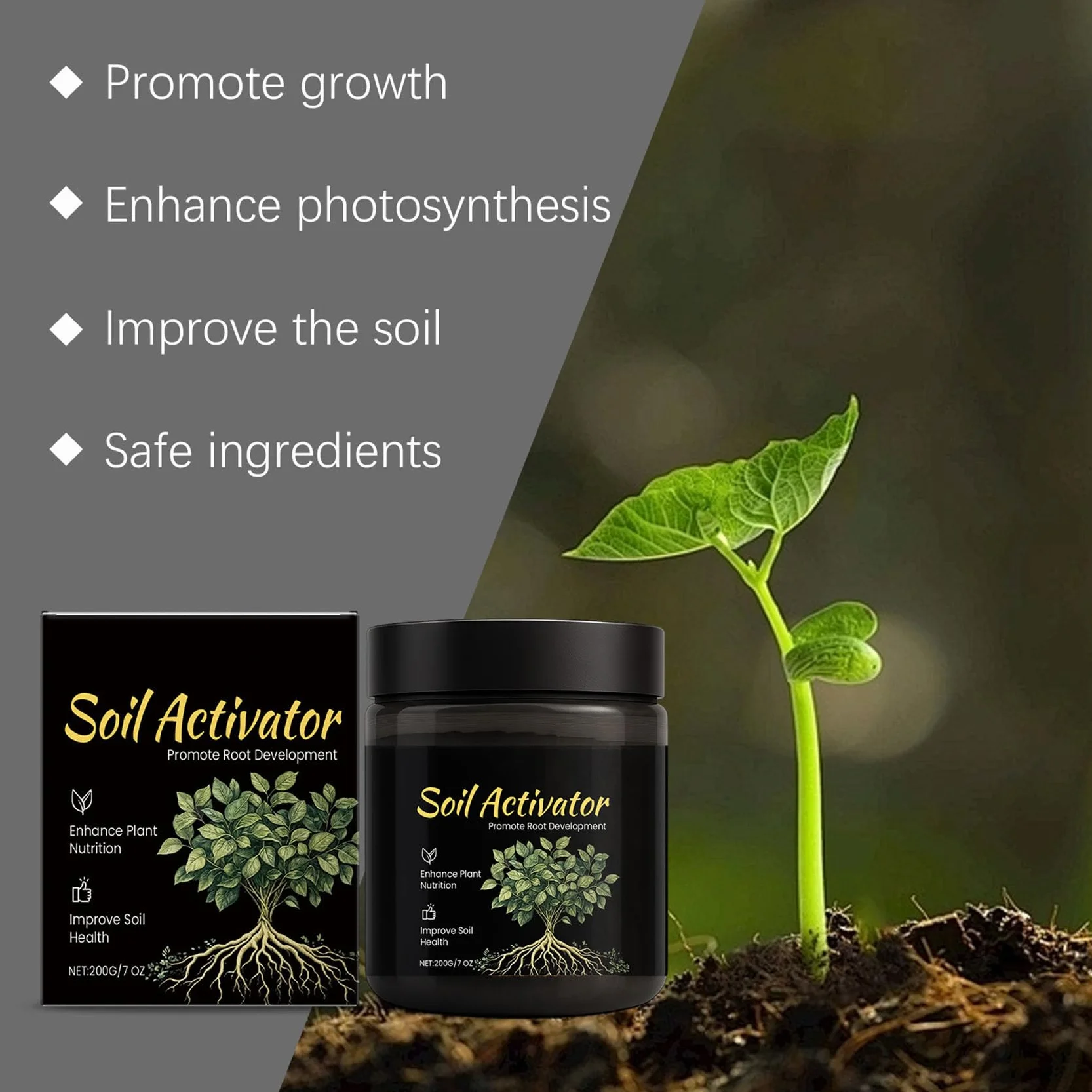 Soil Pro Activator, Water Soluble Formula for Vegetables, Flowers, Houseplants, Indoor and Outdoor Plant Care (1pcs)